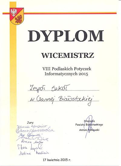 Dyplom wicemistrzowski